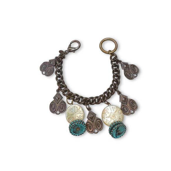 Kate Hines Chunky 80s Copper Charm Bracelet - Picture 6 of 9